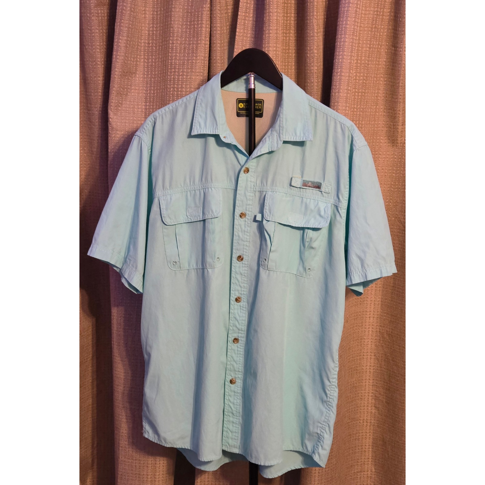 G.H. Bass & Co Explorer Button Up Shirt Mens Size Large Green Teal Vented